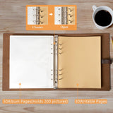 Photo Album 4x6 300 Photos, Genuine Leather Photo Albums with Writing Space with 30 Writing Paper, Travel Family Wedding Kids Graduation Ultrasound Baby Picture Album Scrapbook Photo Album (Simple)