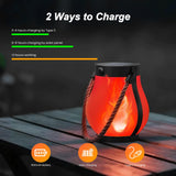 Hompavo Gen2 Solar Lanterns Outdoor with Ultra-Real Flame, Dual Charging (USB/Solar) & 2 Modes - Waterproof Decorative Hanging/Table Lights for Patio Garden Halloween Christmas Decorations, 2/Red