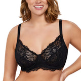 HSIA Minimizer Bra for Women - Plus Size Bra with Underwire Woman's Full Coverage Lace Bra Unlined Non Padded Bra Black