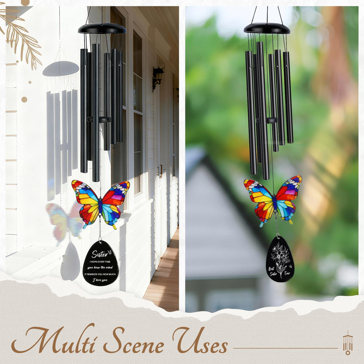 Sister Gifts from Sisters, Sister Birthday Gift from Sisters, Gift for Sisters Birthday, Sisters Present from Sis Brother, Sis Wind Chimes, Best Sis Ever Presents for Christmas, Mothers Day