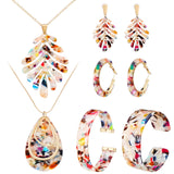 Highergo 8 Pcs Jewelry Sets Women Necklace Earrings Bracelet,Colorful