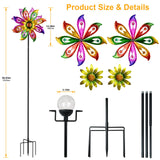 Solar Wind Spinners Outdoor with Lights Sunflower Garden Outdoor Decor Yard Lawn Art Decor for Patio Kinetic Windmills Unique Gifts for Friends and Family 60.63'' H x 13.38'' Dia 360° Rotation