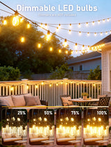 Jerritte 60FT LED Outdoor String Lights with 16+1 Edison Shatterproof IP65 Waterproof Bulbs, 2700K Dimmable Commercial Grade Patio Lights for Garden, Porch, Deck Decor