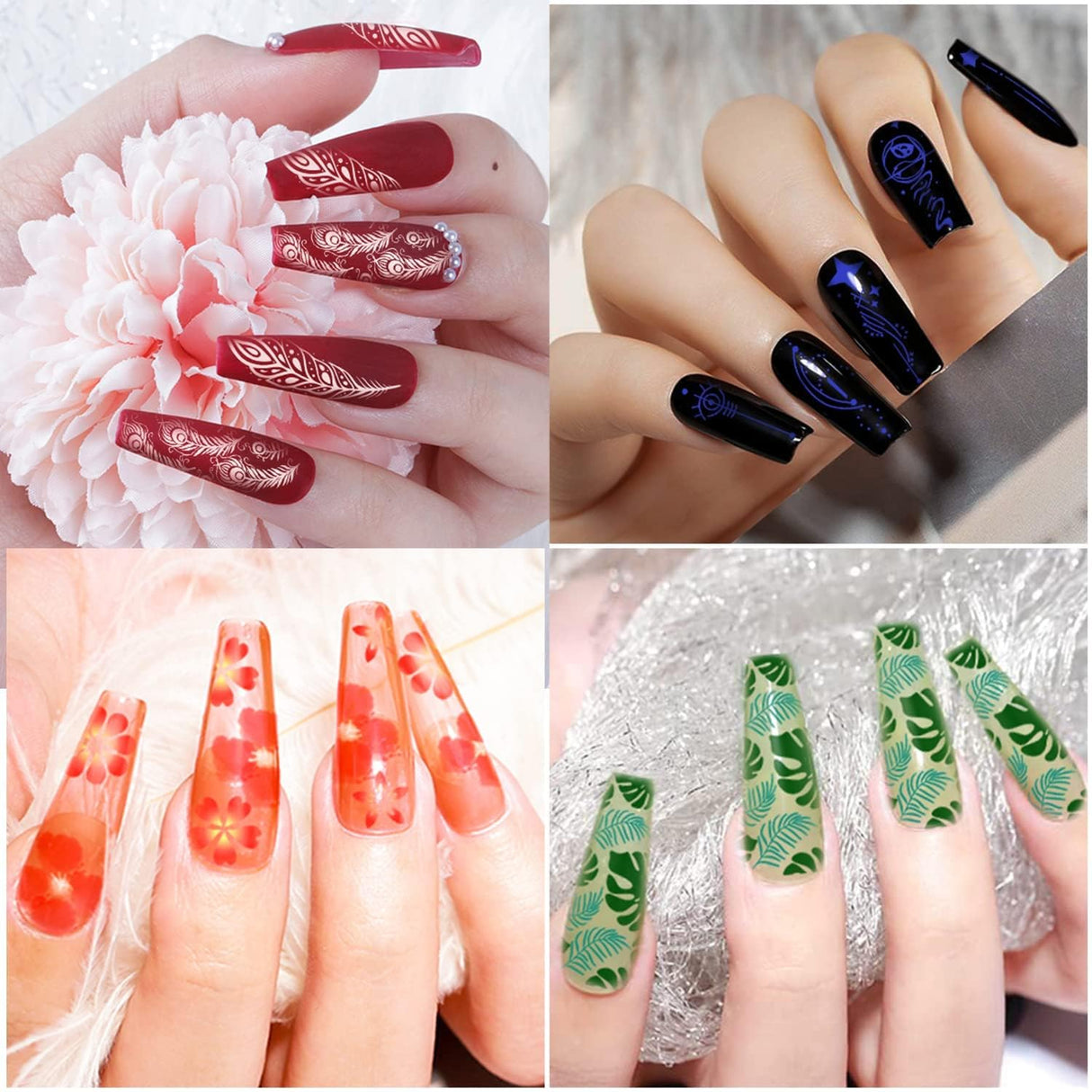 Biutee Nail Stamper Kit 15pcs Nail Art Stamp Plate 8pcs Stamp Gel Polish 1pcs Nail Stamper Scraper Set with Storage Bag, Nail Stamp Template Kit Flower Lace Animal Star Halloween Christmas Design