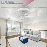 OLUNCLE 2 Packs Smoke and Carbon Monoxide Detector Powered by Battery,Smoke Detector Carbon Monoxide Detector Combo with Large LCD Display, Portable Fire Alarm Smoke Detector, OL0902U