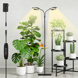 Grow Light with Stand for Indoor Plants, Dual Head Full Spectrum Floor Plant Light for Large Tall Plants, 16.5-68in Adjustable Height, 3/9/12H Timer, Dimmable, Modern Ring Grow Lamp for Home Décor