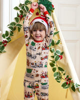 Bamboo Viscose Toddler Christmas Pajamas Boys Girls Kids Baby 2pcs Long-Sleeve Pyjamas Set 3-4T Snug fit Sleepwear Pjs