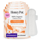 The Honey Pot Company - 48ct - Sanitary Pads for Women - Non-Herbal Overnight w/Wings - Organic Cotton Cover & Ultra-Absorbent Pulp Core - Feminine Care - FSA & HSA Eligible
