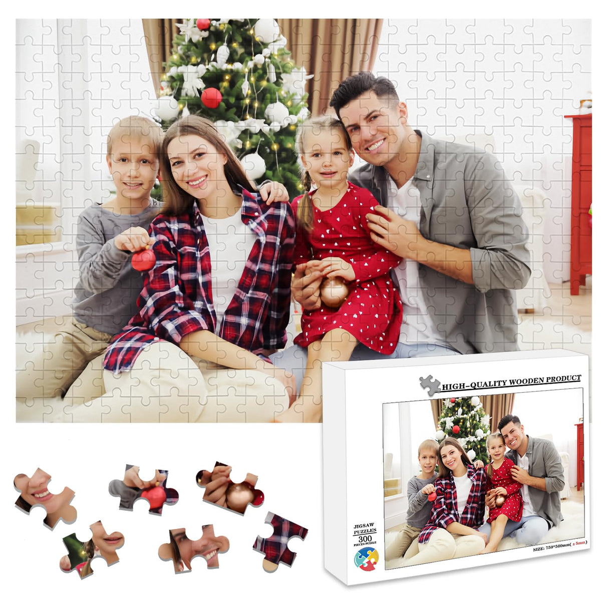 Custom Puzzle 120/200/300/500/1000/1500 Pieces, Personalized Puzzle from Your Own Photos, Customized Picture Jigsaw Puzzle Gift for Christmas Wedding Birthday Family