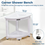 KingPavonini HDPS Corner Shower Stool for Inside Shower Waterproof, Anti-Fading Shower Bench for Shaving Legs, Anti-Fracture Shower Seat with Storage Shelf, Rapid Assembly, Load 400 Pounds