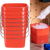 Zhehao 6 Pcs 3 Quart Bucket for Cleaning Small Sanitizer Bucket for Restaurant Square Plastic Pail with Handles for Home, Offices, Commercial Use, Food Service(Red)