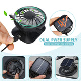 Glitopper 2 Set Wide Brim Solar Fan Hats with 2 Solar Fan and Arm Sleeves Set Outdoor Fishing Bucket Hat for Men Women Hiking(Black and Light Gray,Simplicity)