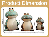 DIY Hub Ceramic Frog Garden Decor Set of 3 - Funny Cute Frog Lawn Ornaments, Outdoor Pond Patio Statues for Yard, Front Porch, Backyard Decor (Dad, Mom & Baby Frogs)