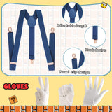 QRT Super Bros Costume Kit with Hat, Mustaches, Suspenders, Gloves Buttons ang Glasses frame for Halloween, Cosplay and Christmas (red&green)