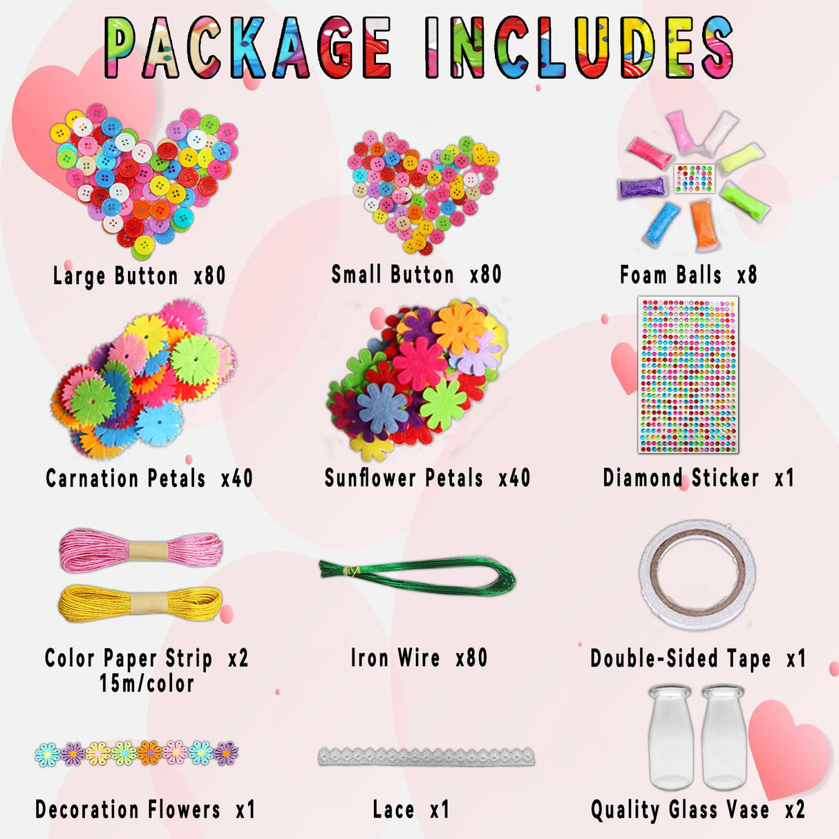 7july Crafts for Girls Ages 6-10 Make Your Own Flower Bouquet with Buttons and Felt Flowers, Vase Art and Craft for Children - DIY Activity Christmas Birthday Gift for Girls Age 6 7 8 9 10 Year Old