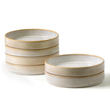 famiware Star 7.5" Pasta Bowls Set, Salad Bowl Set of 6, Double Reactive Glaze, Stackable, Perfect for Your Friend for Housewarming, Thanksgiving, Christmas, Cappuccino White