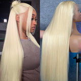 DJFG 613 Lace Front Wig Human Hair 30 Inch Blonde Wig Human Hair 613 13x6 Lace Front Wig Human Hair 200 Density Blonde Lace Front Wigs Human Hair Pre Plucked HD Lace Frontal Wig Straight Glueless