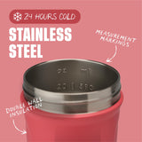 BlenderBottle Sport Insulated Stainless Steel Shaker Bottle with Wire Whisk, 24-Ounce, Pink – Protein Shakes & Hydration for Athletes & Fitness Enthusiasts, Easy Mixing, Keeps Drinks Cold, Lockable Lid