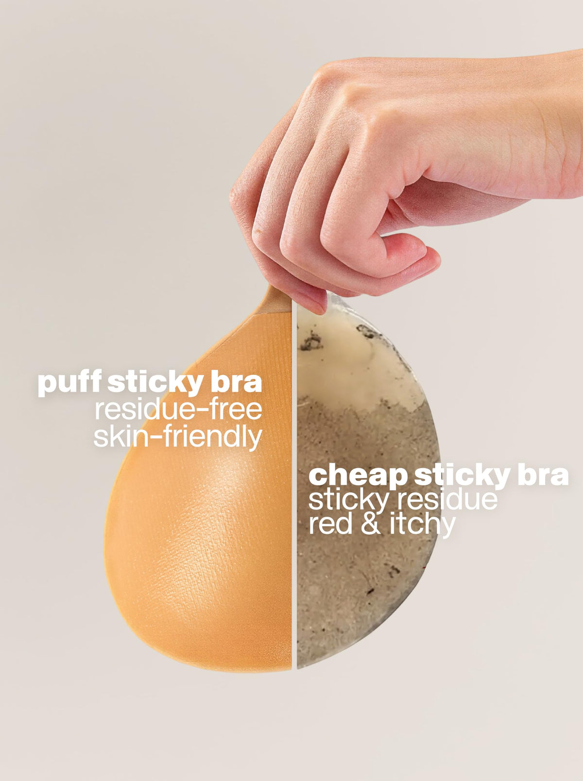 PUFF BODY Sticky Bra for Women, Adhesive Bra Push-Up (A Cup, Beige)