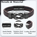 EYQV Gift for Dad from Daughter Son, Dad Infinity Leather Bracelet for Men