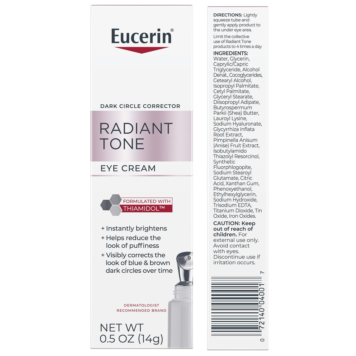 Eucerin Radiant Tone Eye Cream Dark Circle Corrector, Eye Brightening Cream with Thiamidol and Hyaluronic Acid, Helps Reduce the Look of Eye Puffiness, 0.5 Oz Tube