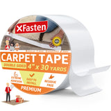 XFasten Double Sided Carpet Tape for Area Rugs, 4 Inch x 30 Yards – Heavy Duty Anti Slip Rug Grip Tape, Works as Rug Gripper, Residue Free, Wood Safe, Easy Removal for Hardwood and Laminated Floors