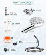 SR SUN RISE Filtered Shower Head with Handheld High Pressure 9 Spray Mode Showerhead Detachable Shower Head Water Softener Filters Beads for Hard Water Remove Chlorine 1 Filter Chrome