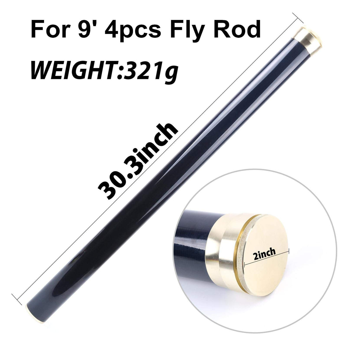 Maxcatch Carbon Fiber Fly Fishing Rod Travel Tube(Case) with Aluminum Cap – fits Any 9ft/10ft 4pcs Fly Rod (Carbon Rod Tube, 33.46''(for 10ft 4pcs Fly Rod))