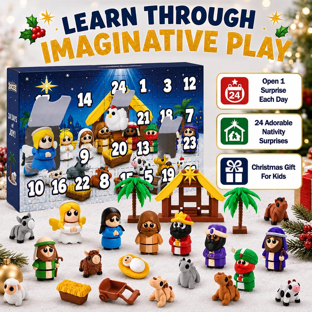 JOICEE 2026 Nativity Advent Calendar 3D Printed Animals Figurines Toys