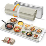 FYY Extra Large Warming Mat for Food with Heat Resistant Pad, Prevent Countertop Cracks, Keep Meal Warm, Rapid and Full Surface Heating, 6 Temp Settings, 6H Timer, Rollable Portable Food Warmer Khaki