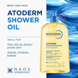 Bioderma Atoderm Shower Oil, Cleansing Oil For Face & Body, Nourishing Cleansing Oil For Dry to Atopic Sensitive Skin For Softer & Smooth Skin For Your Whole Family