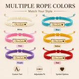 Personalized Name Bracelet, Adjustable Red Braided Cord Design