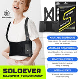SOLOEVER Work Back Brace for Men & Women, Adjustable Lower Back Support Belt with Suspenders for Back Pain Relief, Moving Construction Warehouse Heavy Lifting Safety & Protection (Black, Medium)