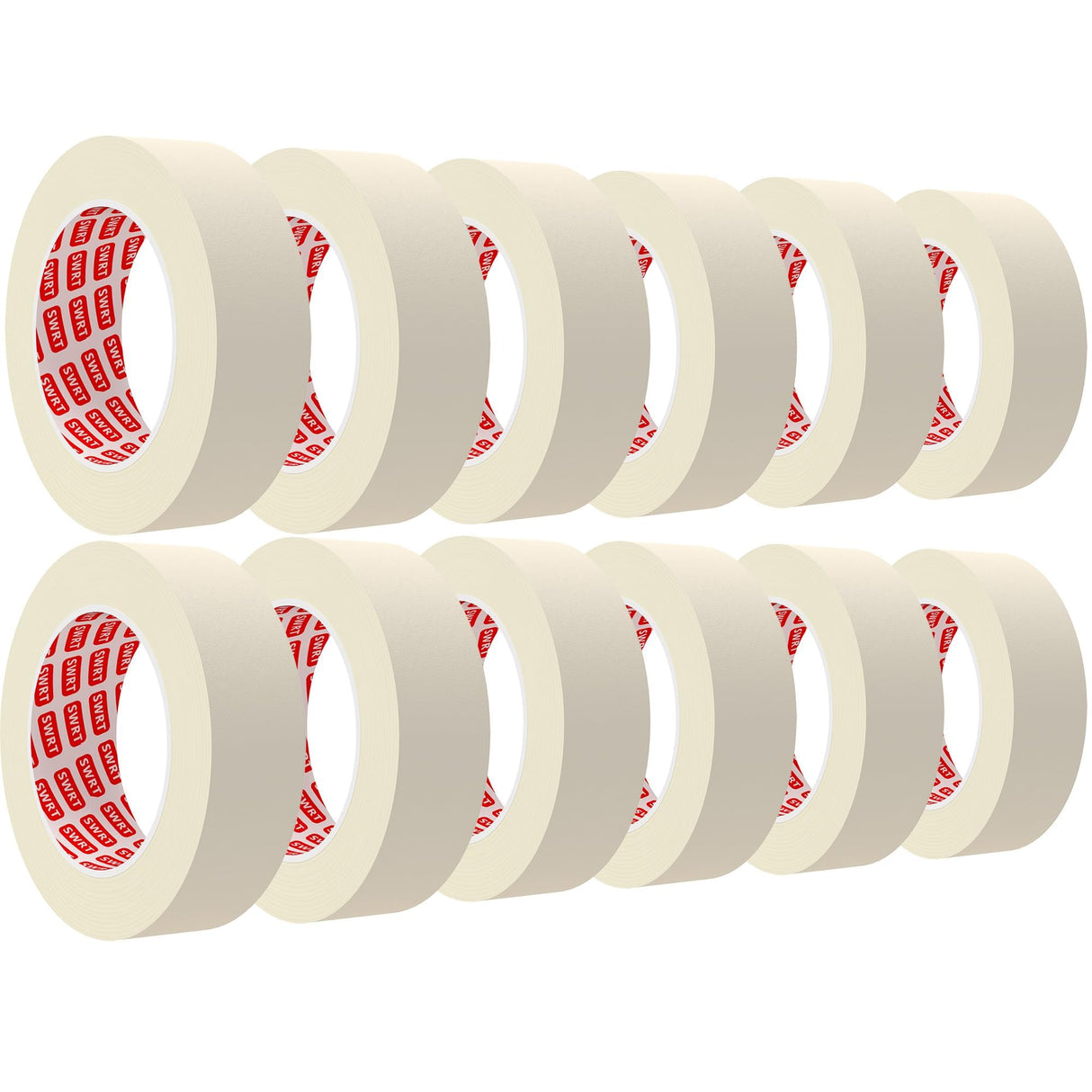 SWRT Masking Tape 1 Inch Wide x 55 Yards x 12 Rolls, White Painters Tape for General Purpose Use, Masking Tape Bulk for Kitchen Labeling, Crafts & Home Projects (660 Yards Total)