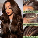 JMSTJMST 30 Inch Chocolate Brown Lace Front Wig Human Hair 200 Density 13x6 Hd Body Wave Lace Front Wigs Human Hair Pre Plucked Colored Frontal Wigs Human Hair Brown Wigs Human Hair Wig for Women