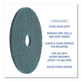 Boardwalk Heavy-Duty Scrubbing Floor Pads, 17" Diameter, Green, 5/Carton