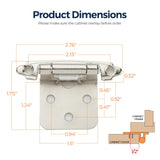 Ravinte 50 Pack (25 Pairs) 1/2 inch Overlay (Variable) Cabinet Hinges, Self-Closing Semi-Concealed Face Mount, Satin Nickel Decorative Hardware with Door Bumpers for Kitchen & Cupboard Doors, Silver