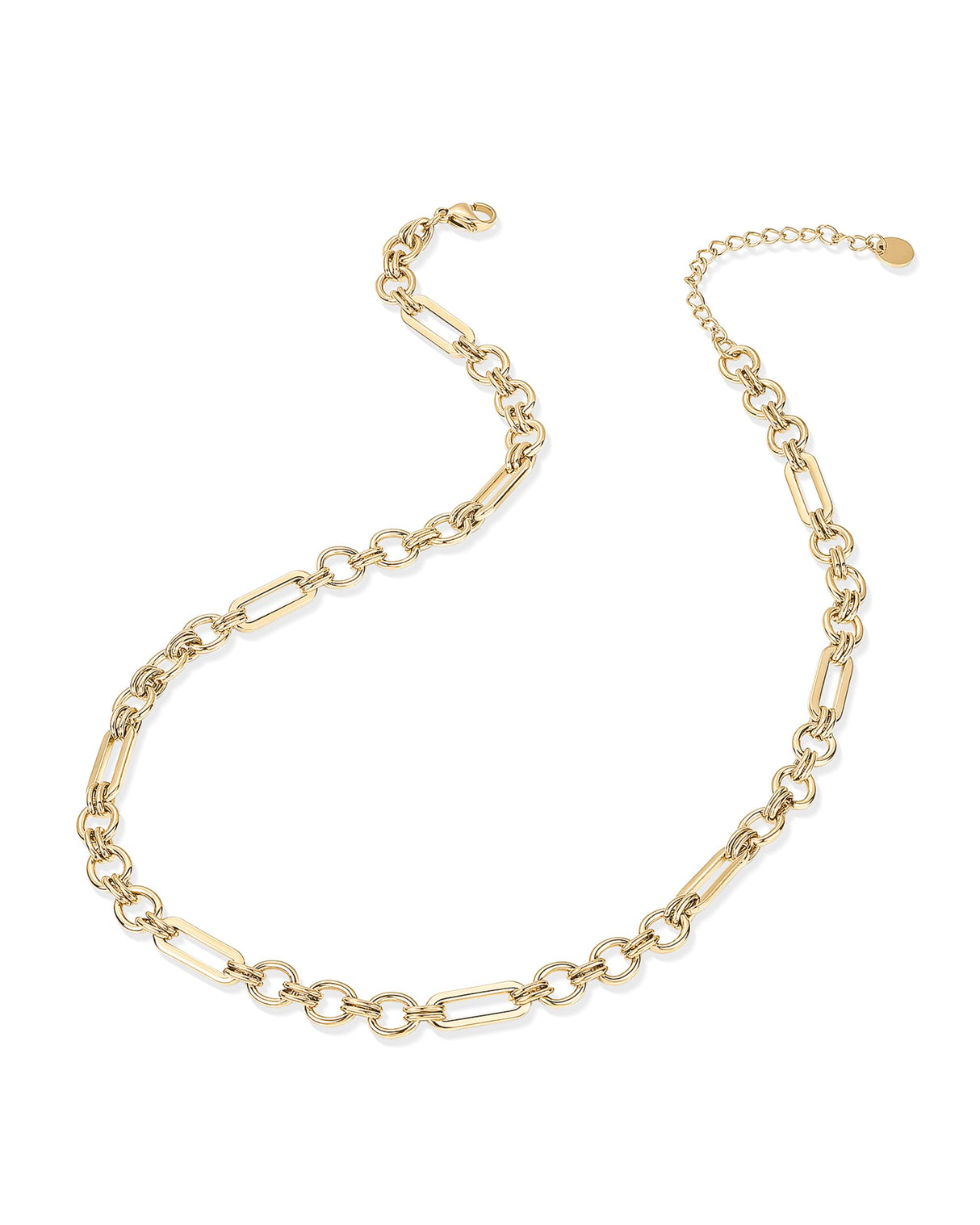 PAVOI Paperclip Chain Necklace, 14K Gold Plated, Yellow Gold, 16" + 2", Y