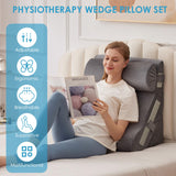 MEGCXIT 3PCS Bed Wedge Pillow for Headboard, 10-in-1 Adjustable Foam Wedge Pillow for Acid Reflux Relief, 23” Wide Triangle Pillow Wedge for Post Surgery, Back Pain Relief & Snoring, Grey