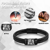 Personalized Picture Bracelet for Men Custom Engraved Bracelets with Photo Name,Custom Bracelet Gift for Boyfriend Husband Father's Day Christmas (Black)