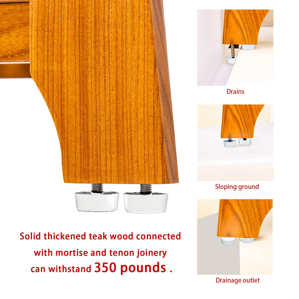 NNN 36" Commercial Teak Shower Bench - 8 Non-Slip Leveling Feet & 350 lbs Capacity | Rock-Solid Stability for Seniors & Spa Safety | Waterproof Design for Saunas/Outdoor Pools (Patented)