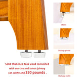 NNN 36" Commercial Teak Shower Bench - 8 Non-Slip Leveling Feet & 350 lbs Capacity | Rock-Solid Stability for Seniors & Spa Safety | Waterproof Design for Saunas/Outdoor Pools (Patented)