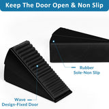 Optish 2 Pack Heavy Duty Door Stopper, Adjustable Spring Large Stopper, 3 Inches High Tall Wedge Stoppers for Bottom of Door, Door Stop Suits Any Heavy Door, Black