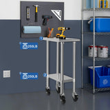 HARDURA Stainless Steel Commercial Table Prep & Work Table with Casters Heavy Duty Metal Table with Wheels NSF 430 24×12 Inches