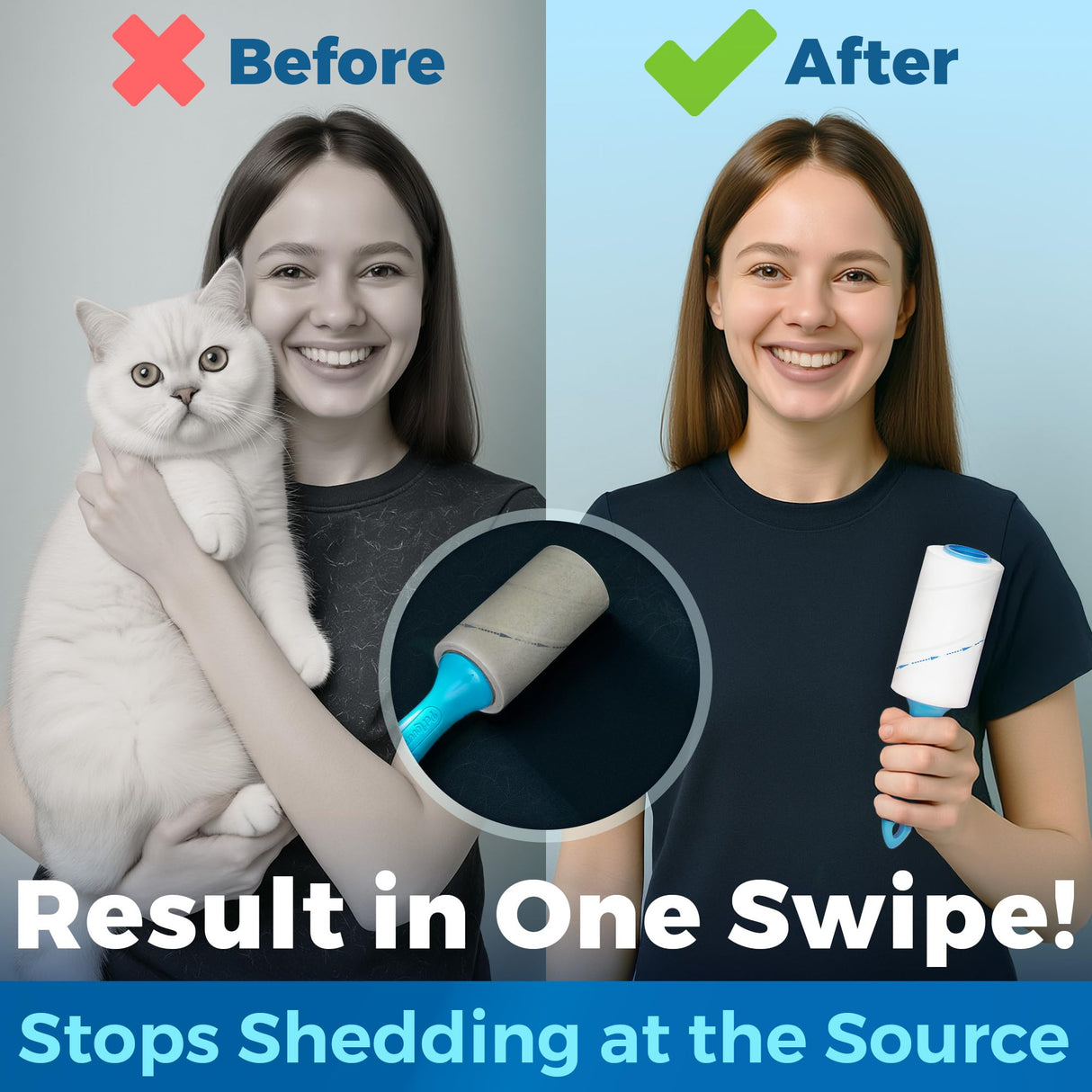 PetLovers Extra Sticky Lint Roller Mega Value Set 450 Sheets for Pet Hair Removal and Clothes, Dog and Cat Lint Remover 5 Pack Light Blue