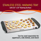 Elite Gourmet EWM-6171 Triple 3 x 2.5 Qt. Trays, Buffet Server, Food Warmer Temperature Control, Clear Slotted Lids, Perfect for Parties, Entertaining & Holidays, 7.5 Qt Total, Stainless Steel