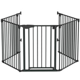 Bonnlo 120.5-Inch Metal Fireplace Fence Guard 5-Panel Baby Safety Gate/Barrier/Play Yard with Door Christmas Tree Fence Hearth Gate for Kids/Pet/Toddler/Dog/Cat, Black
