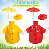 Yeyeplum 2 Set Porch Goose Outfit Raincoat and Umbrella Summer Lawn Porch Goose Cloth Costume Raincoat Outfits for Summer Outdoor Patio Yard Lawn Decoration(Red and Yellow,23 Inches,Classic Style)