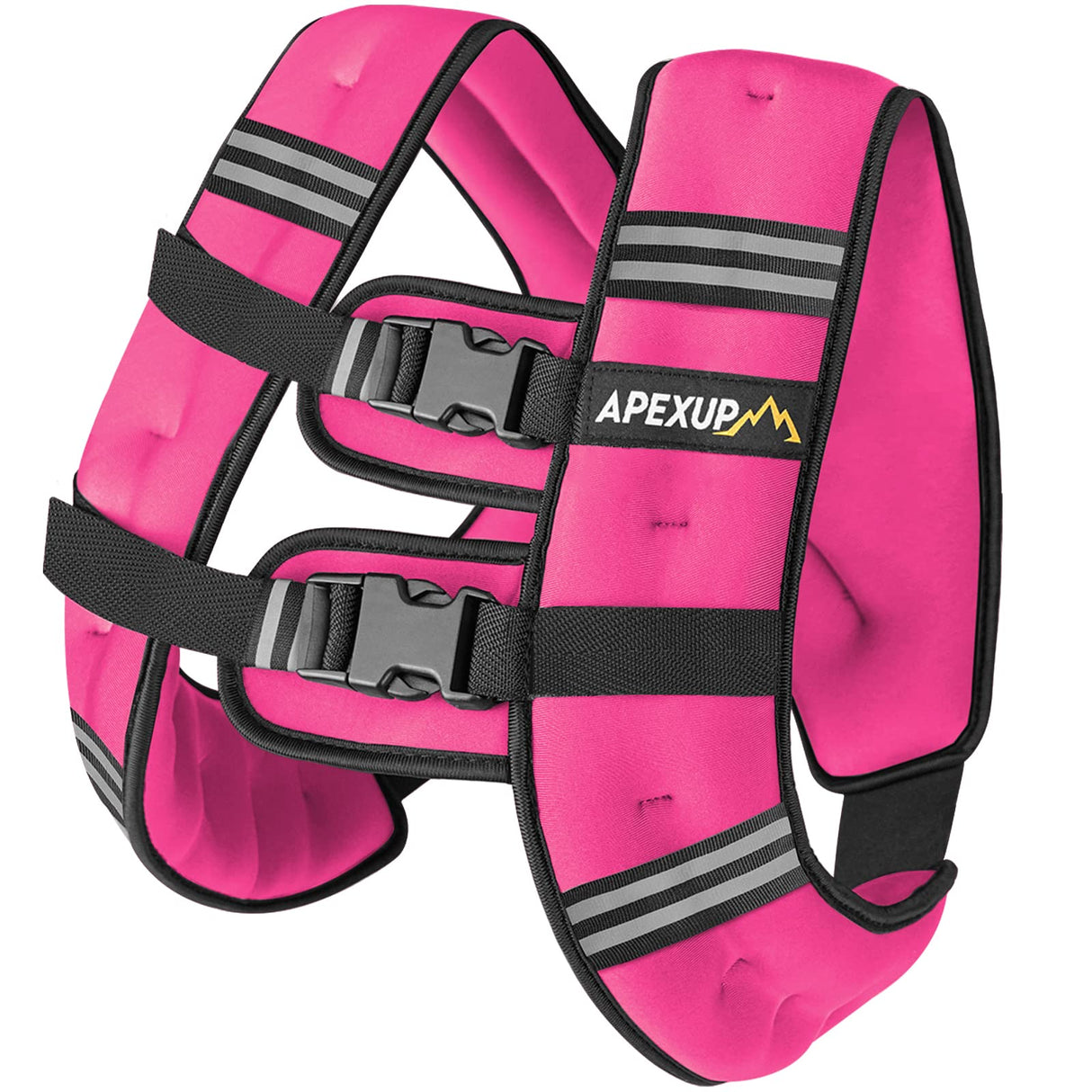 APEXUP Weighted Vest with 5lbs/10lbs/15lbs/20lbs/25lbs/30lbs Weights and Reflective Stripe, Weight Vest Men Women for Workout, Strength Training, Running (Pink, 20lbs)