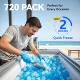 Nilpferd 720 Pack Reusable Ice Cubes for Drinks, BPA-Free Ice Packs for Lunch Boxes, Coolers, Refreezable Plastic Ice Cubes Without Diluting Drinks for Party Hosts & Outdoor Ice Baths Enthusiasts